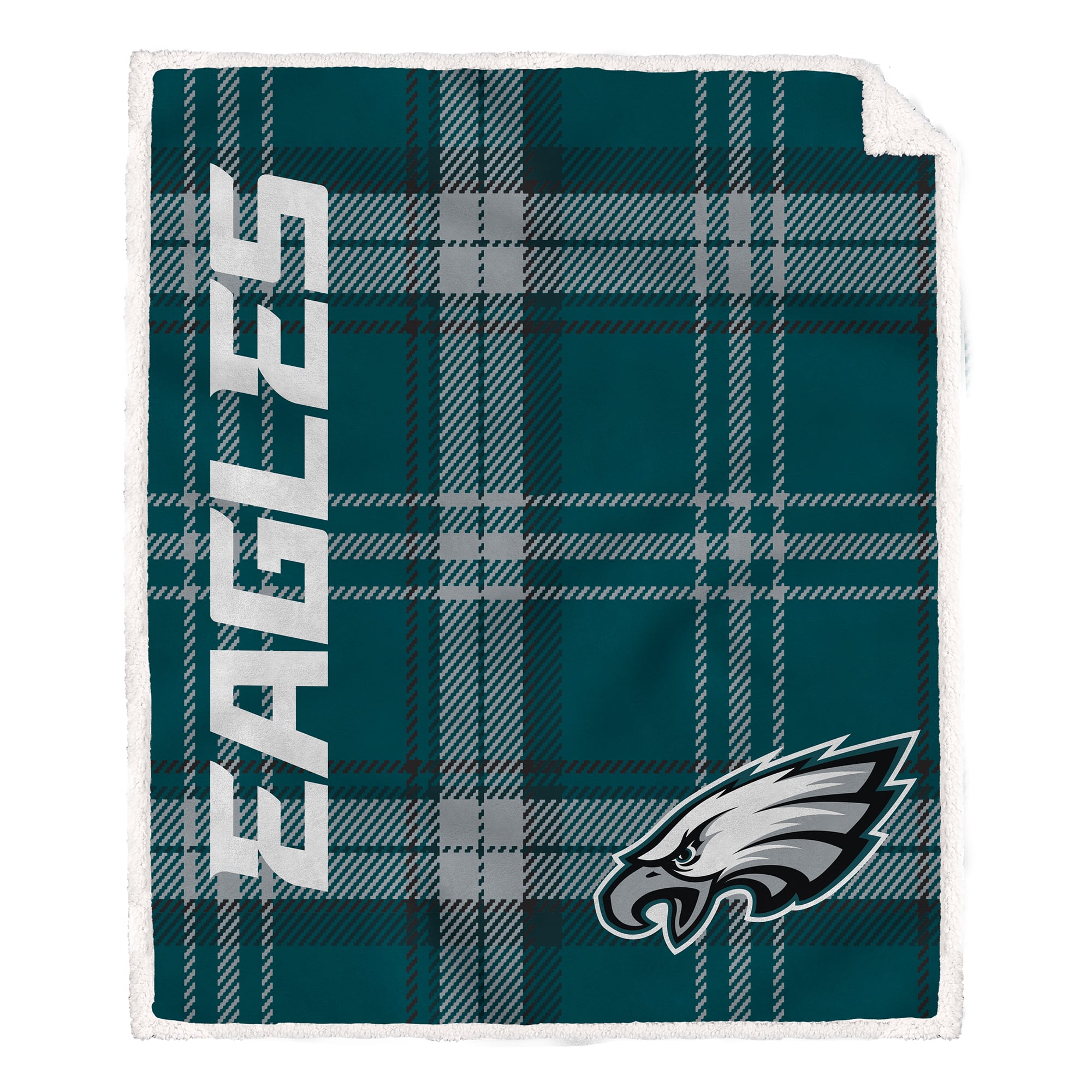 Pegasus Philadelphia Eagles 50" x 60" Playmaker Plaid Ultra Cozy Sherpa Throw