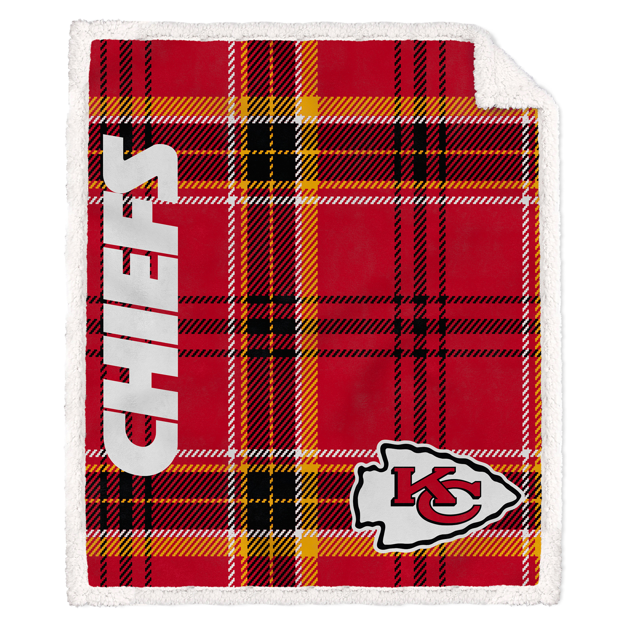 Pegasus Kansas City Chiefs 50" x 60" Playmaker Plaid Ultra Cozy Sherpa Throw