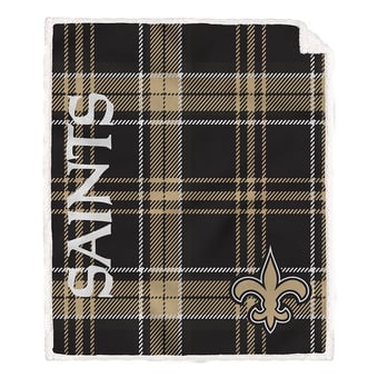 Pegasus New Orleans Saints 50" x 60" Playmaker Plaid Ultra Cozy Sherpa Throw