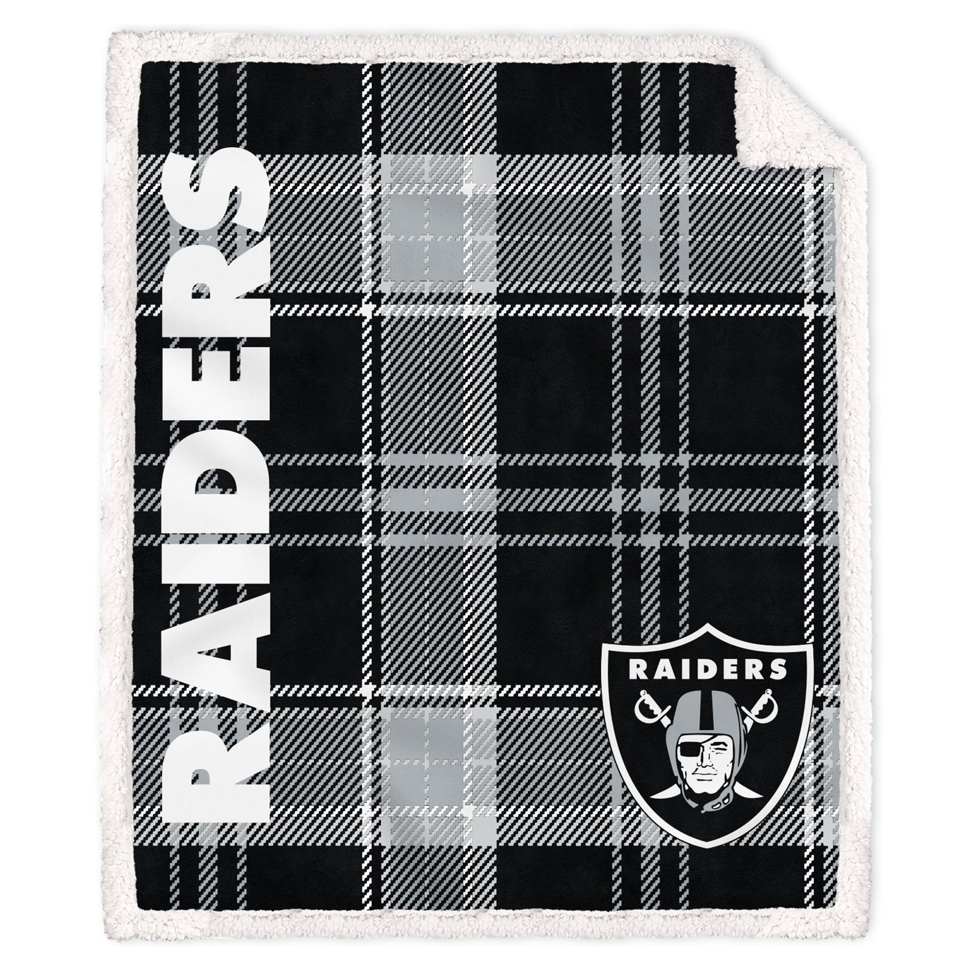 Pegasus Las Vegas Raiders 50" x 60" Playmaker Plaid Ultra Cozy Sherpa Throw