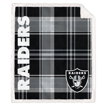 Pegasus Las Vegas Raiders 50" x 60" Playmaker Plaid Ultra Cozy Sherpa Throw