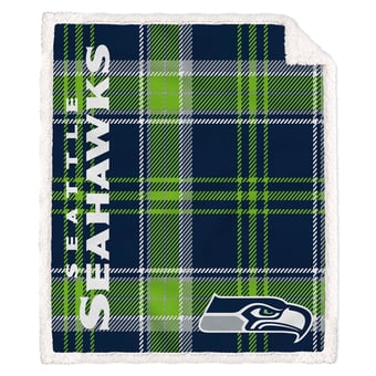 Pegasus Seattle Seahawks 50" x 60" Playmaker Plaid Ultra Cozy Sherpa Throw