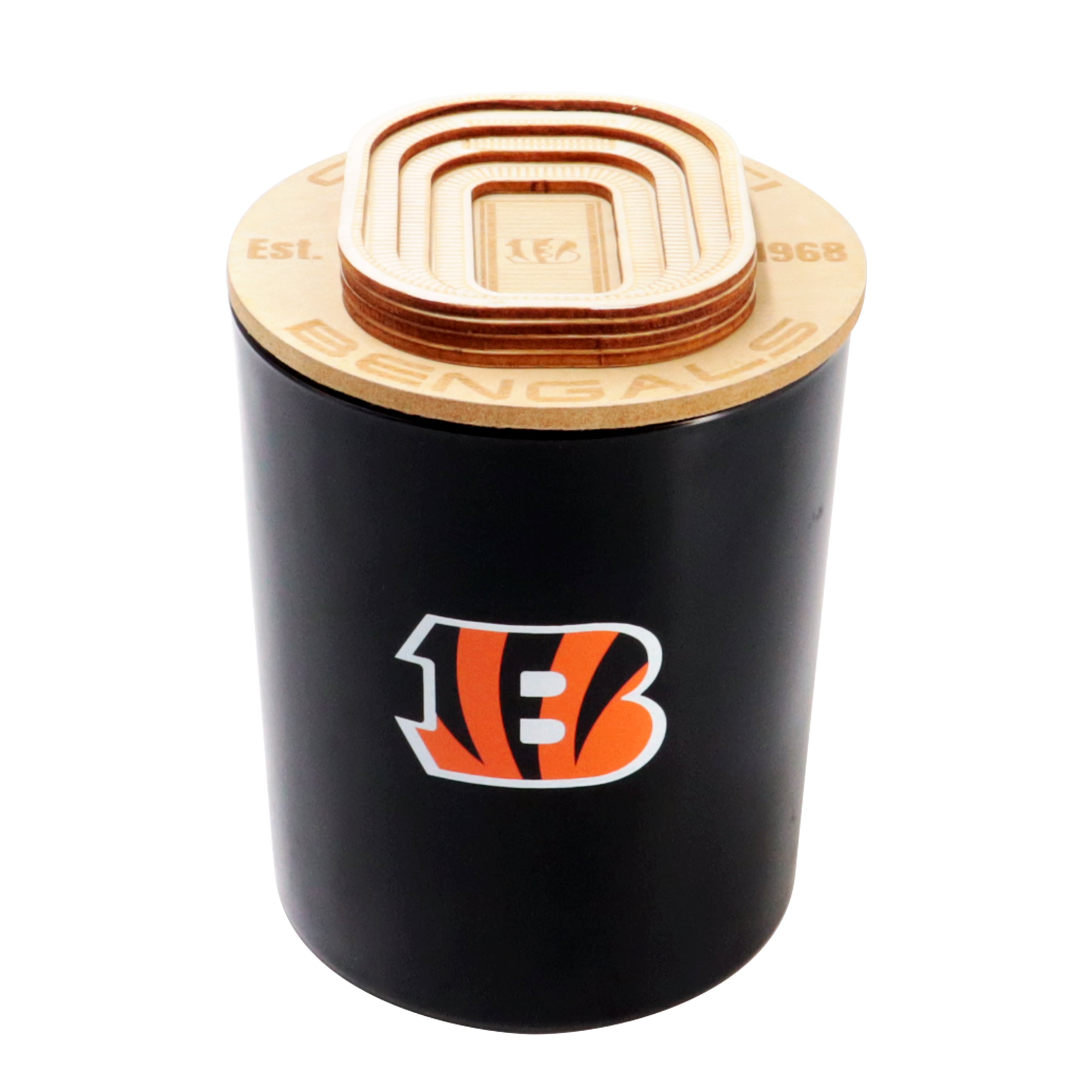 Pegasus Cincinnati Bengals 16 oz. Stadium Wood Top Glass Candle Pegasus Cincinnati Bengals 16 oz. Stadium Wood Top Glass Candle