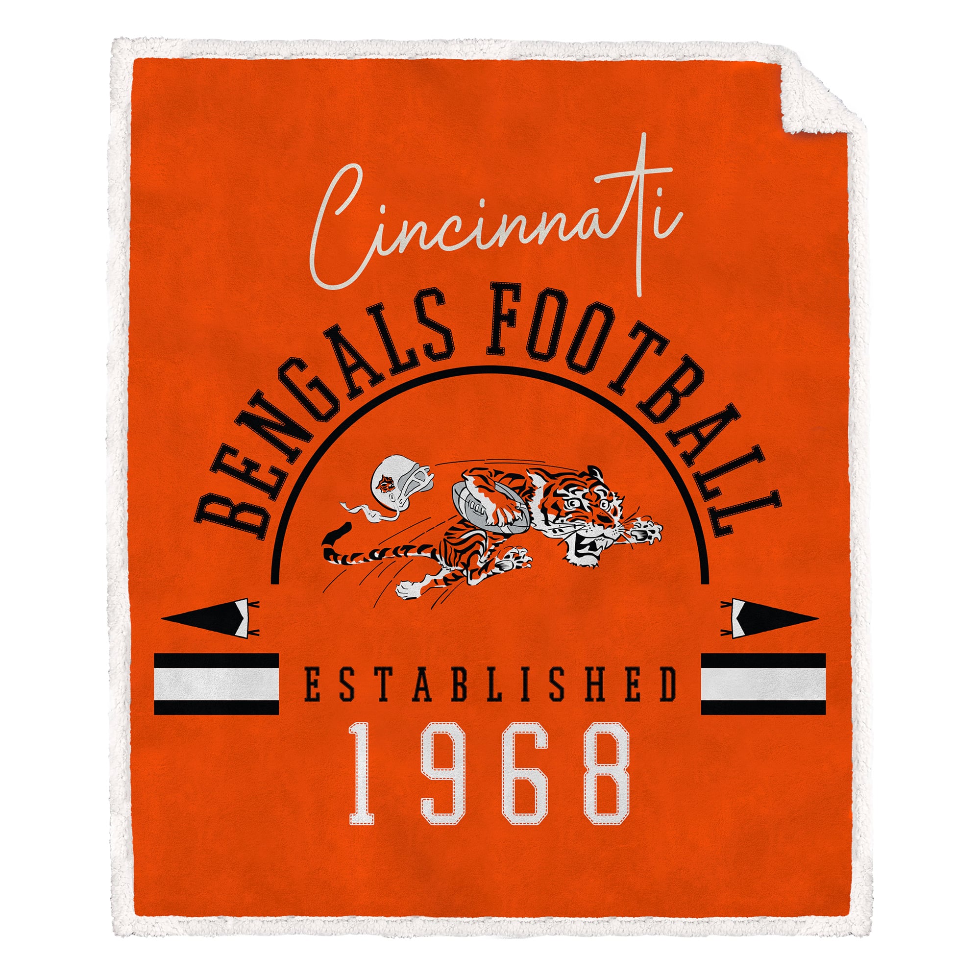 Pegasus Cincinnati Bengals 60" x 70" Vintage Established Ultra Cozy Sherpa Blanket