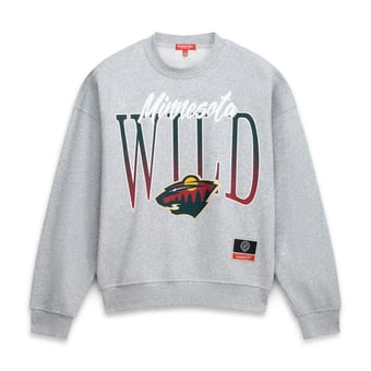 Women's Mitchell & Ness  Heather Gray Minnesota Wild Hockey Night Sweatshirt