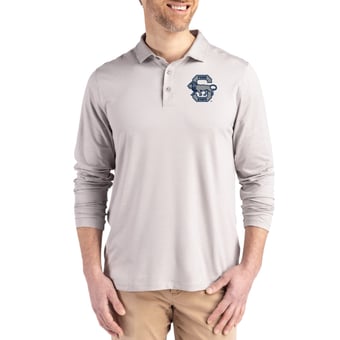Men's Cutter & Buck  Gray Penn State Nittany Lions Vault Coastline Epic Comfort Long-Sleeve Polo