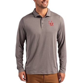 Men's Cutter & Buck  Gray Ole Miss Rebels Vault Coastline Epic Comfort Long-Sleeve Polo