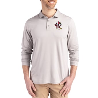 Men's Cutter & Buck  Gray Louisville Cardinals Vault Coastline Epic Comfort Long-Sleeve Polo