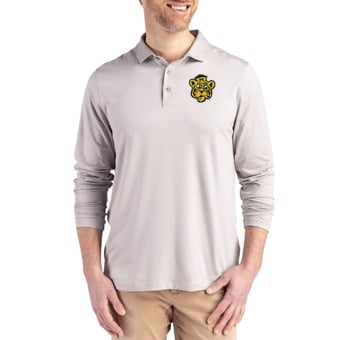 Men's Cutter & Buck  Gray Missouri Tigers Vault Coastline Epic Comfort Long-Sleeve Polo