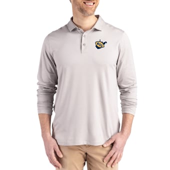Men's Cutter & Buck  Gray West Virginia Mountaineers Vault Coastline Epic Comfort Long-Sleeve Polo