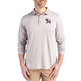Men's Cutter & Buck  Gray Clemson Tigers Vault Coastline Epic Comfort Long-Sleeve Polo