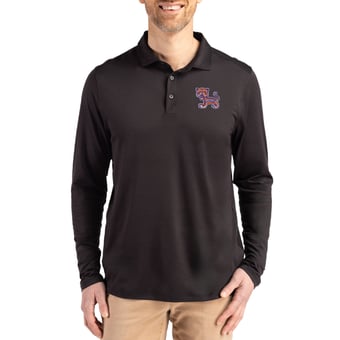 Men's Cutter & Buck  Black Clemson Tigers Vault Coastline Epic Comfort Long-Sleeve Polo