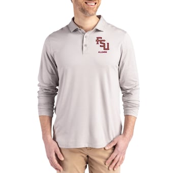 Men's Cutter & Buck  Gray Florida State Seminoles Alumni Coastline Epic Comfort Long-Sleeve Polo