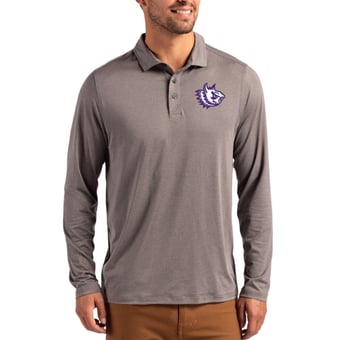 Men's Cutter & Buck  Gray TCU Horned Frogs Vault Coastline Epic Comfort Long-Sleeve Polo