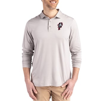 Men's Cutter & Buck  Gray Ohio State Buckeyes 184967 Coastline Epic Comfort Long-Sleeve Polo