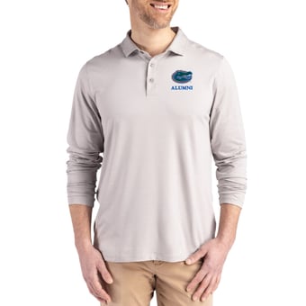 Men's Cutter & Buck  Gray Florida Gators Alumni Coastline Epic Comfort Long-Sleeve Polo