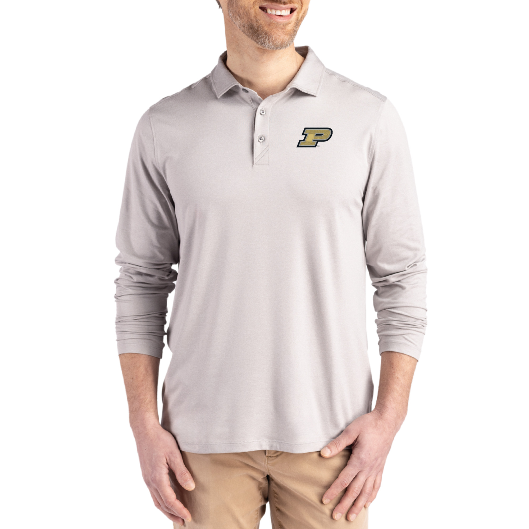 Men’s Cutter & Buck Gray Purdue Boilermakers Primary Coastline Epic Comfort Long-Sleeve Polo Men’s Cutter & Buck Gray Purdue Boilermakers Primary Coastline Epic Comfort Long-Sleeve Polo