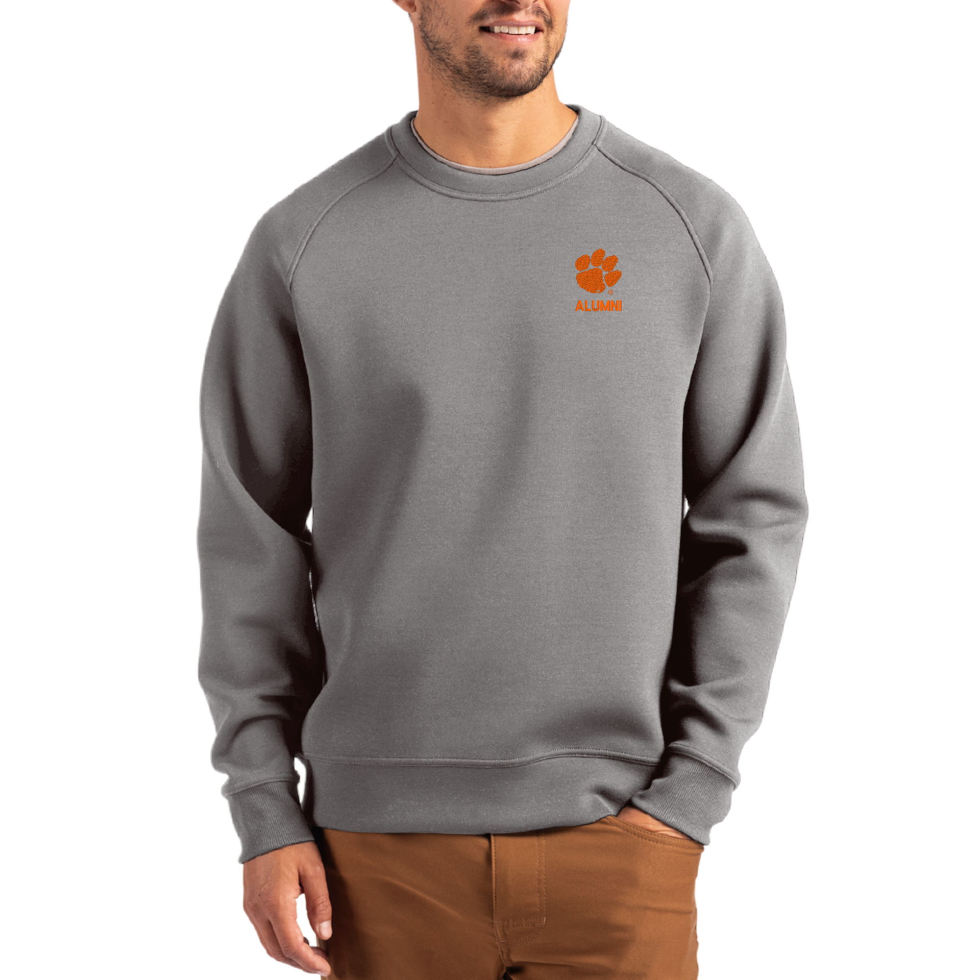 Men's Cutter & Buck Gray Clemson Tigers Roam Recycled Pullover