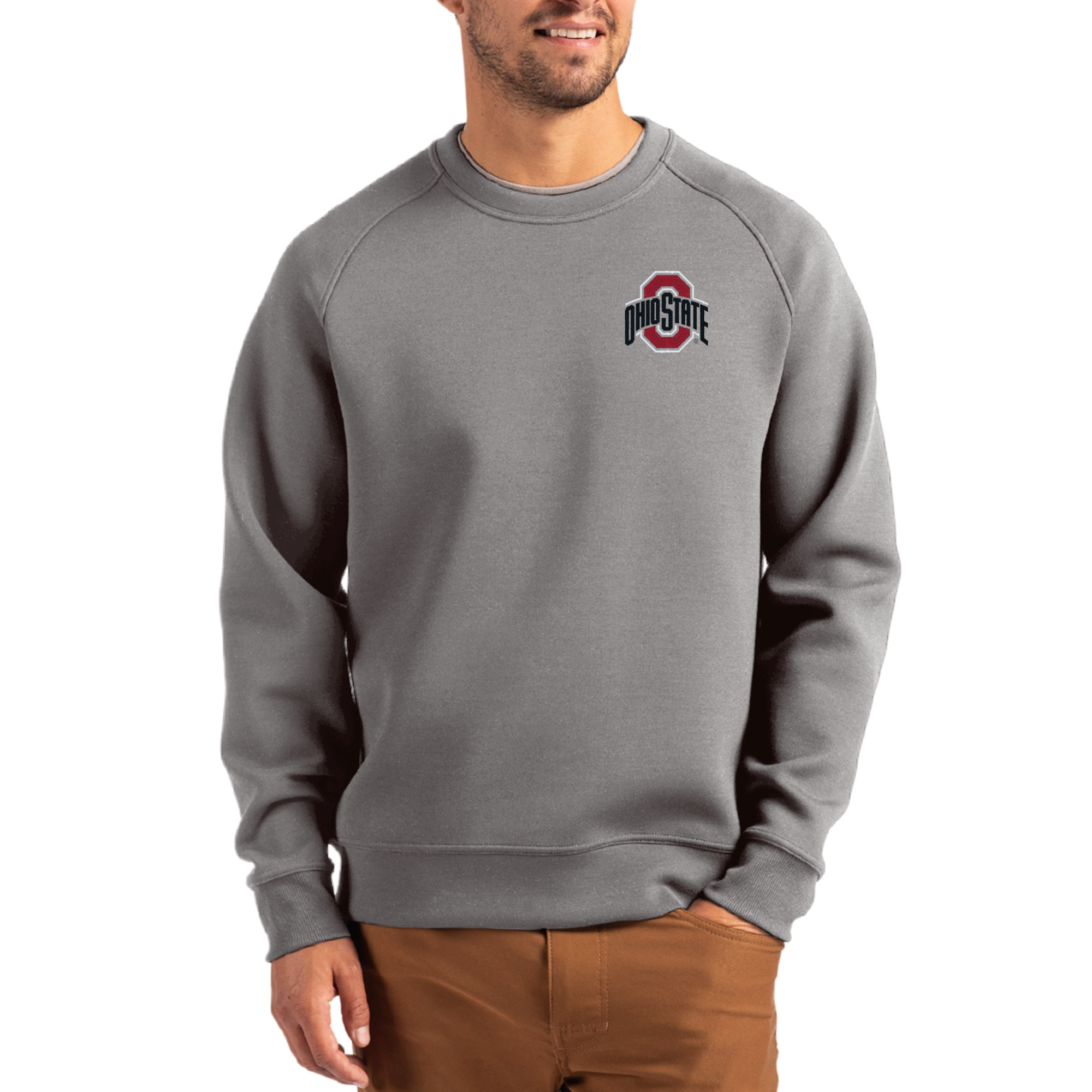 Men's Cutter & Buck Gray Ohio State Buckeyes Roam Recycled Pullover
