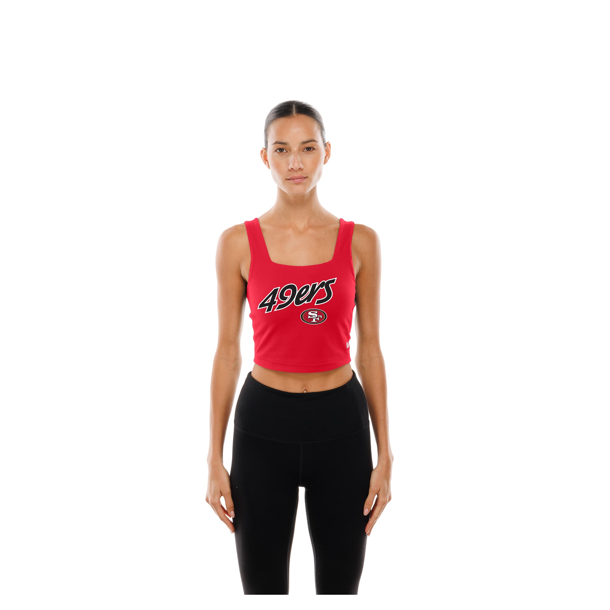 Women's New Era Scarlet/Black San Francisco 49ers Reversible Cropped Sport Classics Tank Top