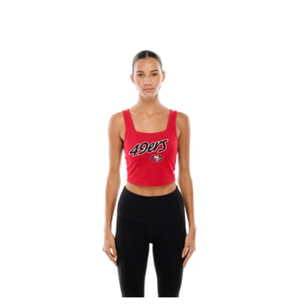 Women's New Era Scarlet/Black San Francisco 49ers Reversible Cropped Sport Classics Tank Top