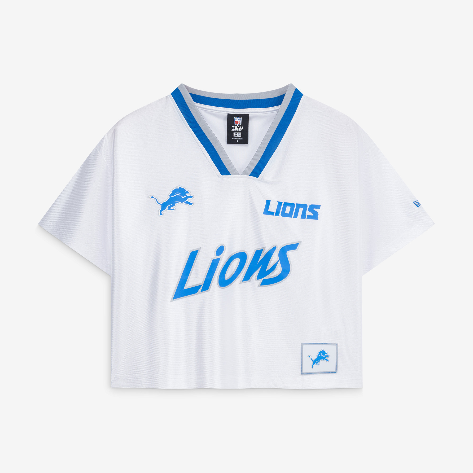 Women's New Era White Detroit Lions Sport Classics Boxy Cropped Fashion Jersey