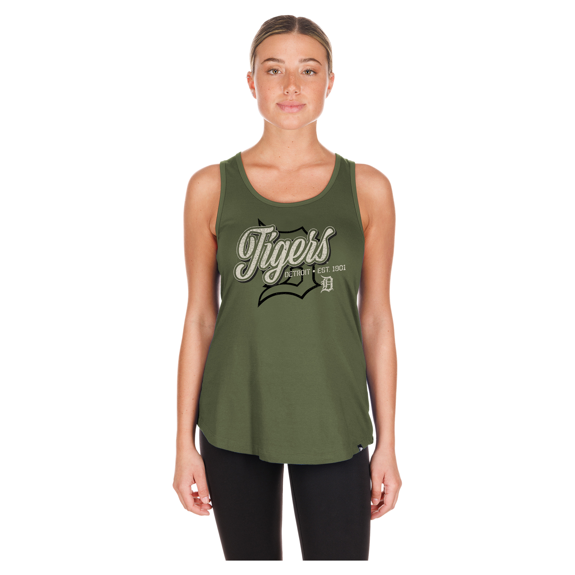 Women's New Era Olive Detroit Tigers 2026 Armed Forces Day Tank Top