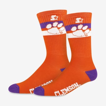Unisex Starter  Clemson Tigers Team Color Two-Stripe Crew Socks