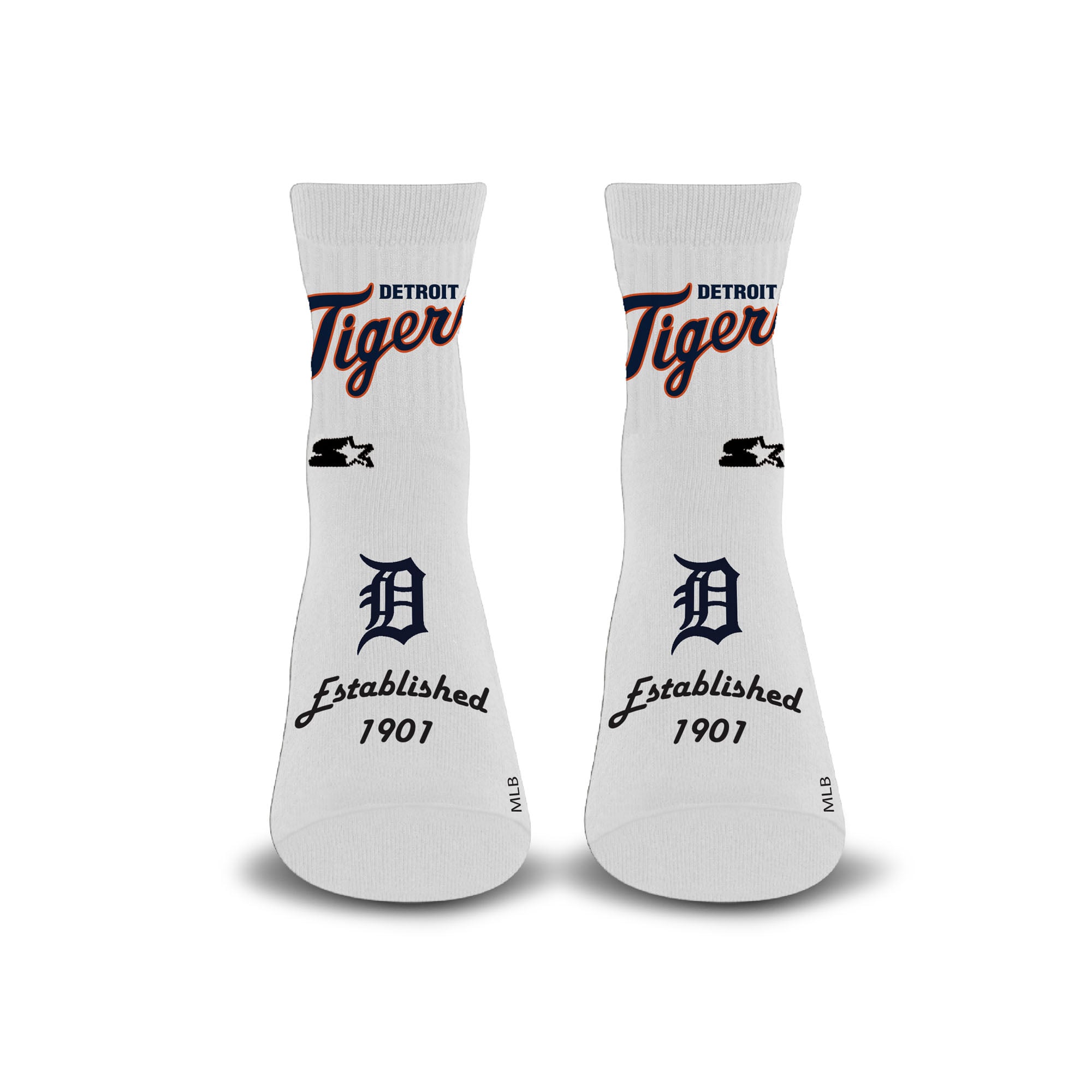 Unisex Starter  White Detroit Tigers Established Stencil Quarter Socks