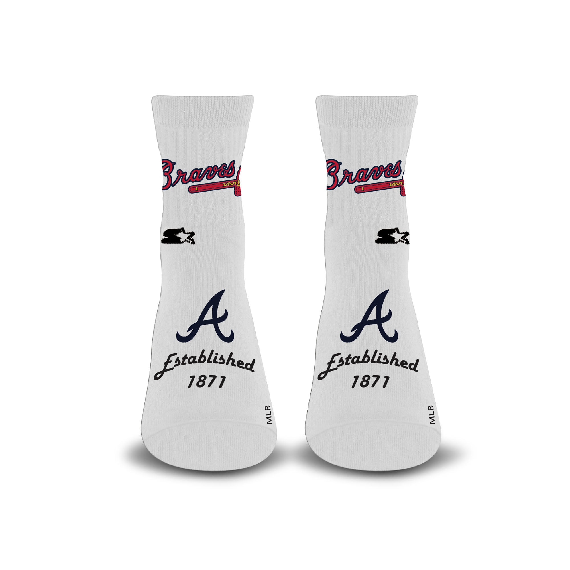 Unisex Starter  White Atlanta Braves Established Stencil Quarter Socks