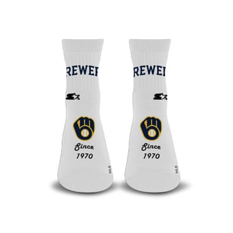 Unisex Starter  White Milwaukee Brewers Established Stencil Quarter Socks