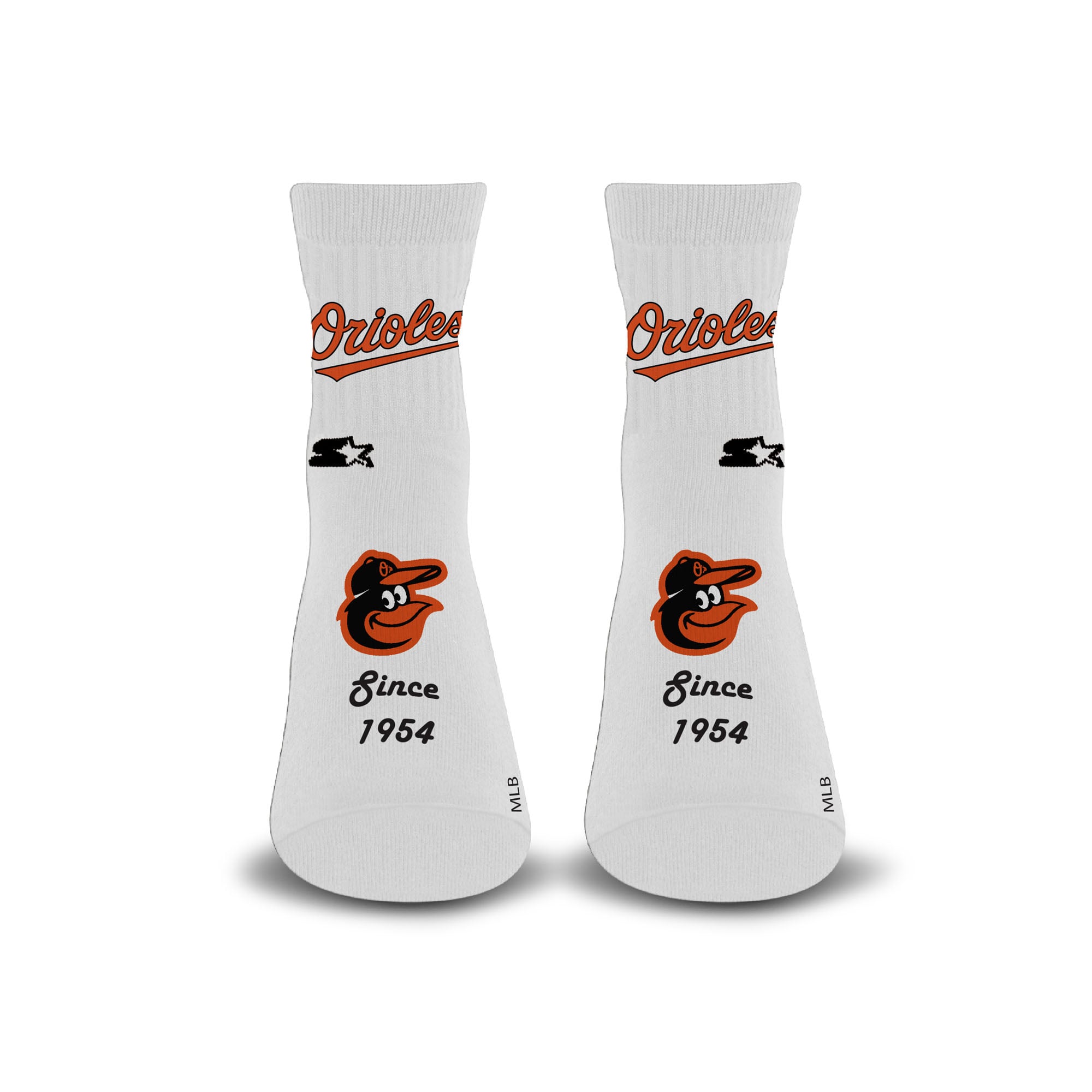 Unisex Starter  White Baltimore Orioles Established Stencil Quarter Socks