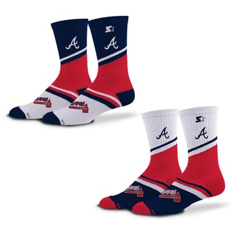 Unisex Starter  Navy/Red Atlanta Braves Old School Two-Pack Crew Socks Set