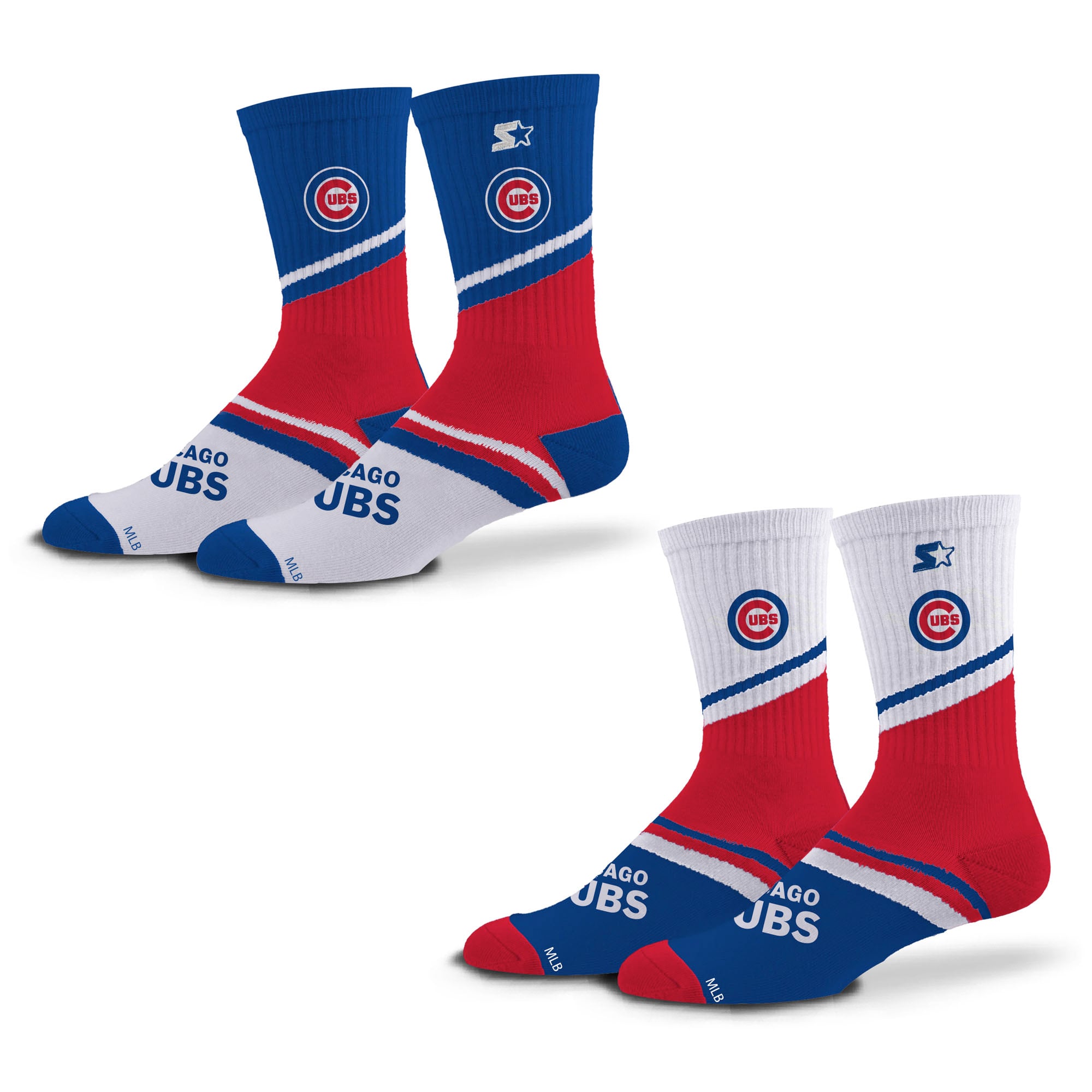 Unisex Starter  Royal/Red Chicago Cubs Old School Two-Pack Crew Socks Set
