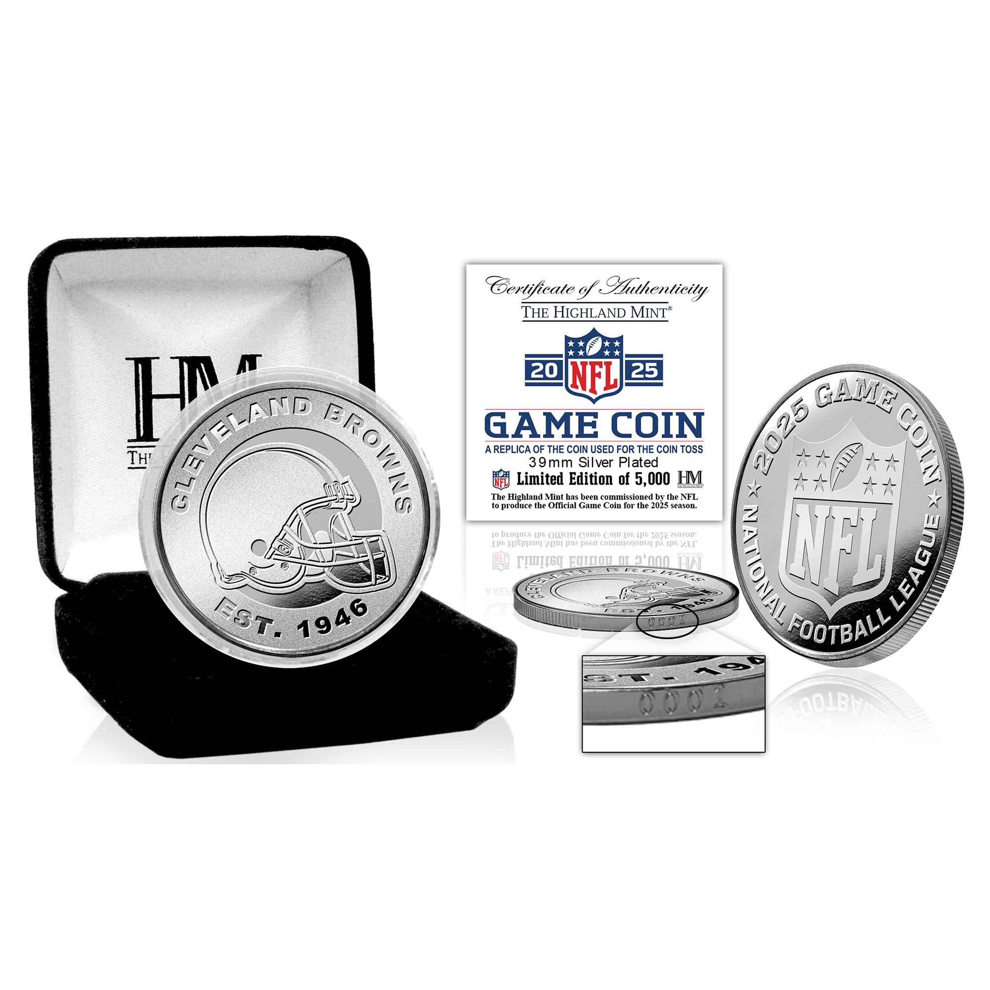 Highland Mint Cleveland Browns 2025 Coin Toss Silver Coin