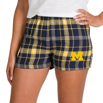 Women's Concepts Sport Navy/Maize Michigan Wolverines Ultimate Flannel Shorts