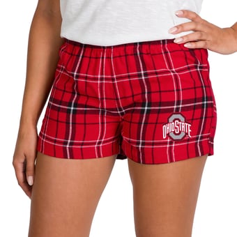 Women's Concepts Sport Scarlet/Black Ohio State Buckeyes Ultimate Flannel Shorts