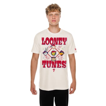 Unisex New Era Cream Philadelphia Phillies Looney Tunes T-Shirt