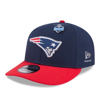 Men's New Era  Navy/Red New England Patriots 2026 NFL Draft On Stage Pre-Curved 9FIFTY Snapback Hat