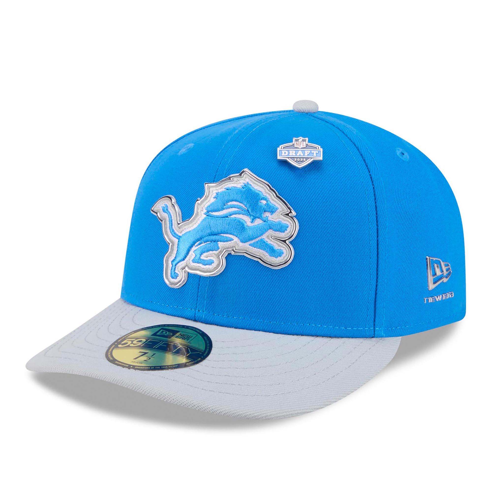 Men's New Era  Blue/Silver Detroit Lions 2026 NFL Draft Pre-Curved 59FIFTY Fitted Hat