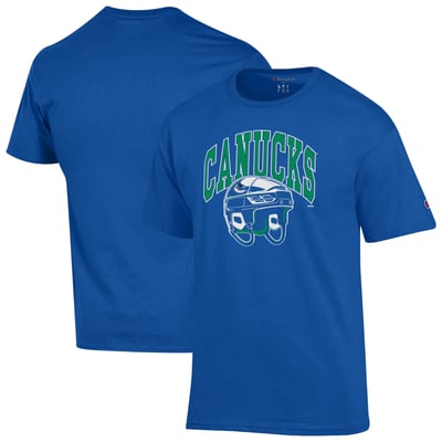 Men's Champion Royal Vancouver Canucks Helmet T-Shirt