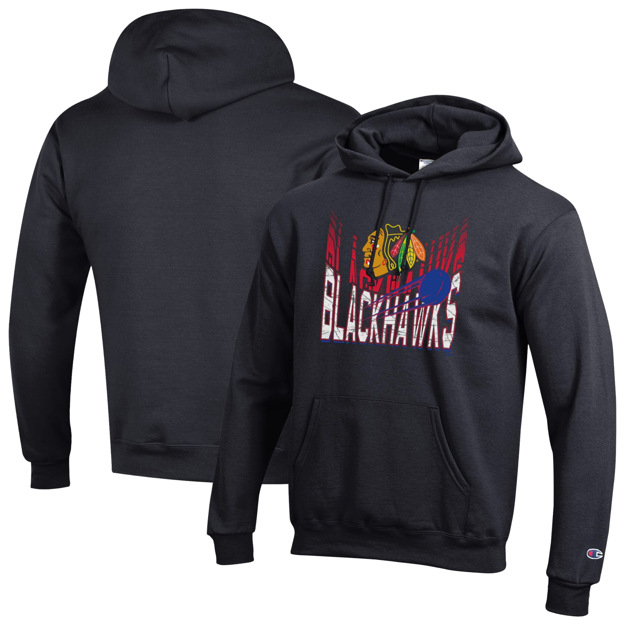 Men's Champion Black Chicago Blackhawks Powerblend Hoodie