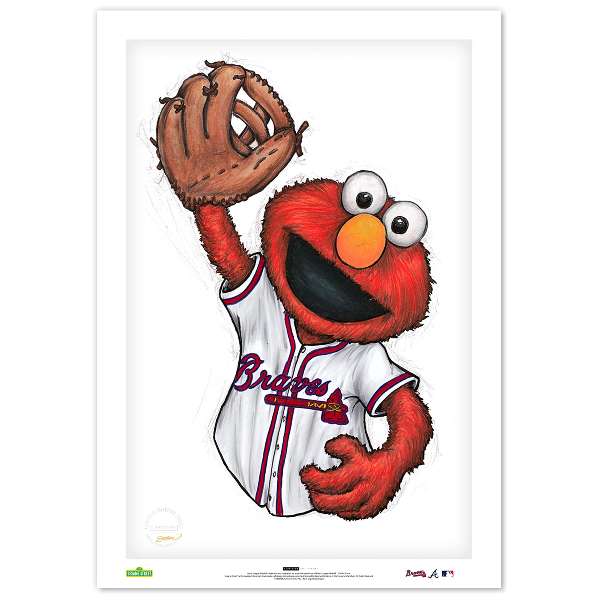 Atlanta Braves Elmo 14" x 20" Sesame Street Limited Edition Fine Art Print