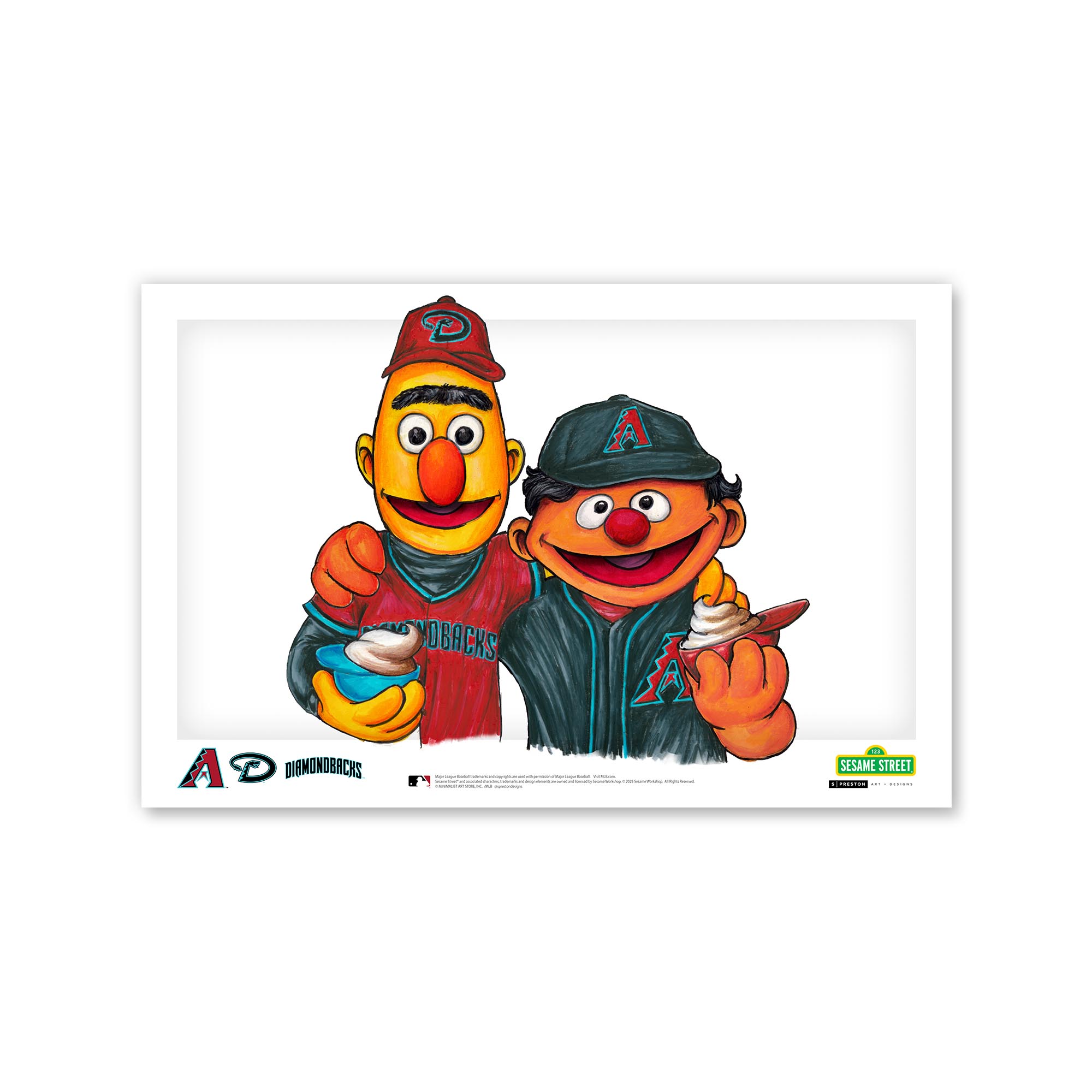 Arizona Diamondbacks Bert & Ernie 11" x 17" Sesame Street Poster Print