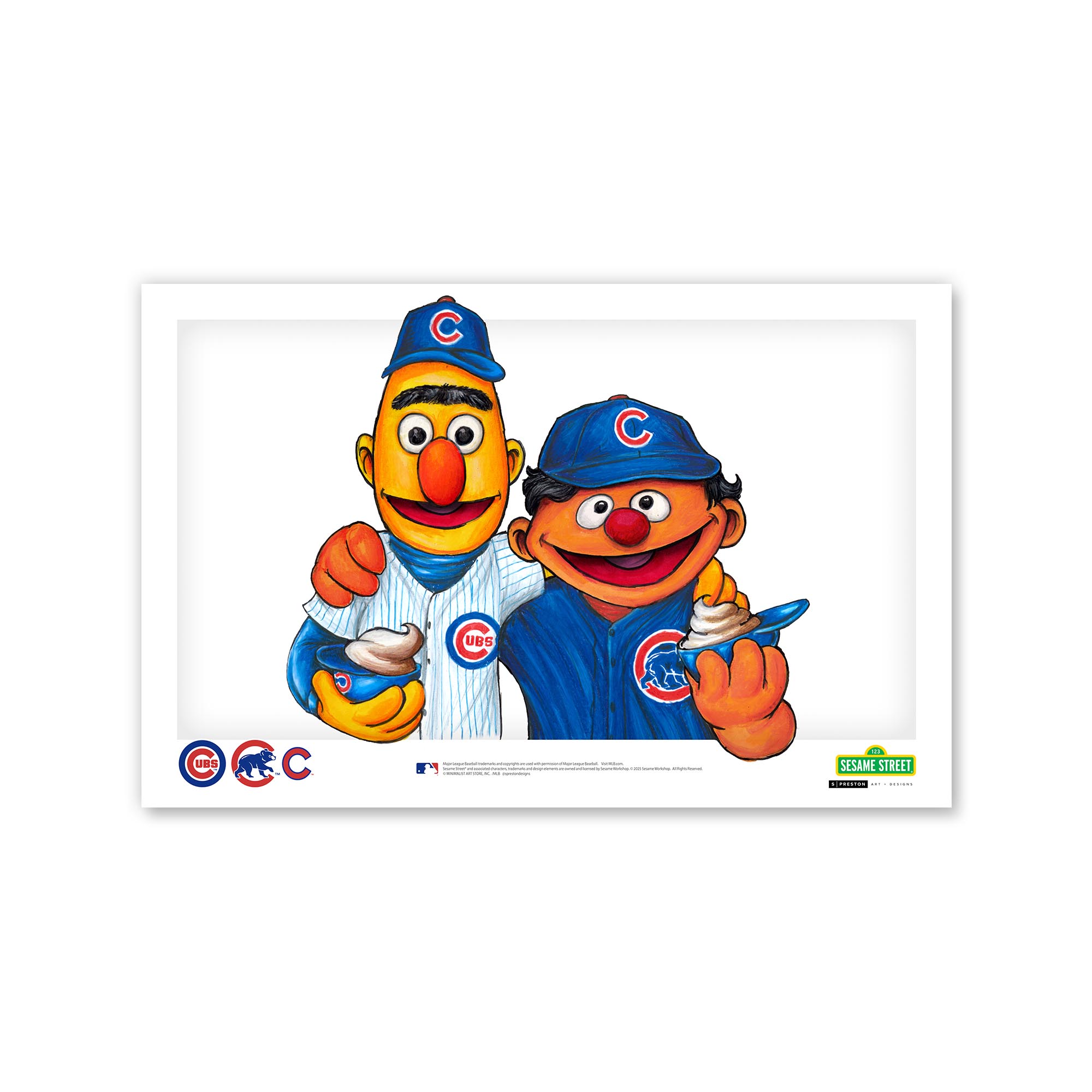 Chicago Cubs Bert & Ernie 11" x 17" Sesame Street Poster Print