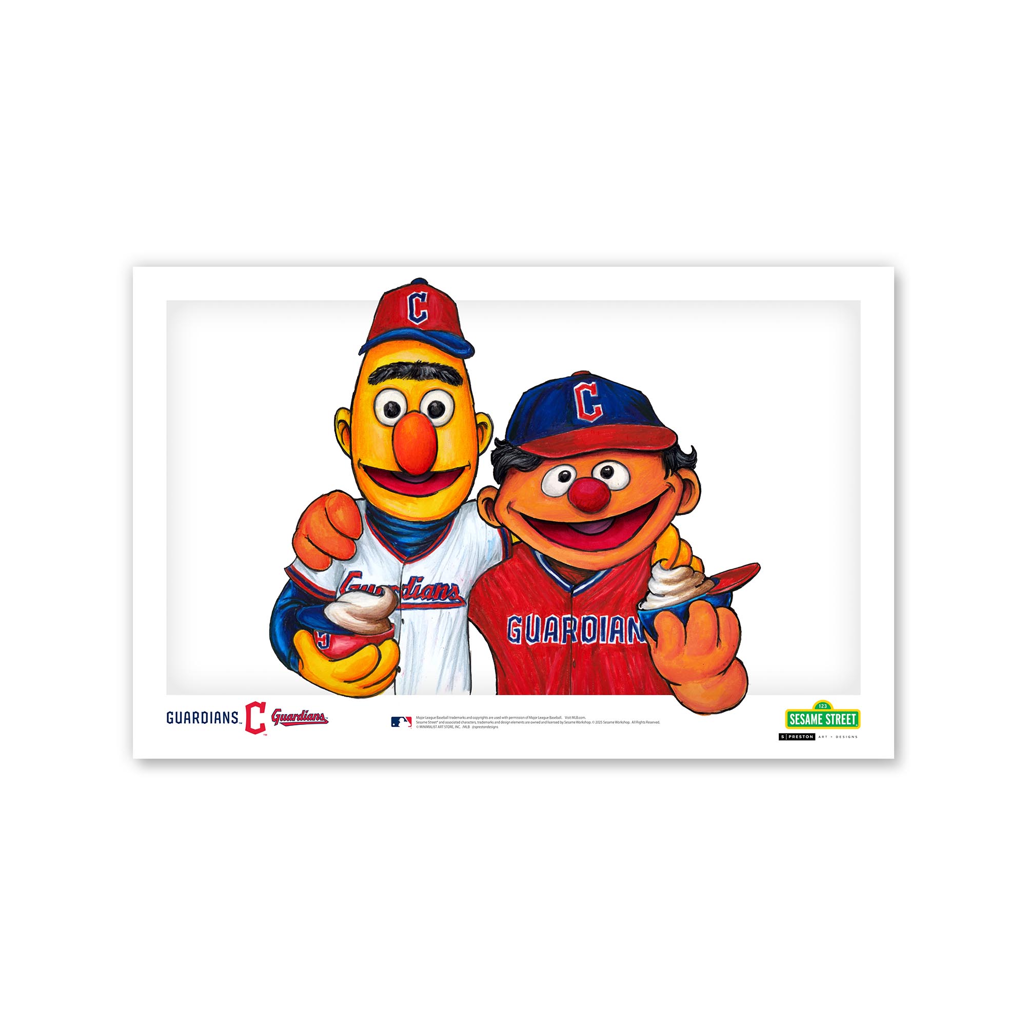 Cleveland Guardians Bert & Ernie 11" x 17" Sesame Street Poster Print