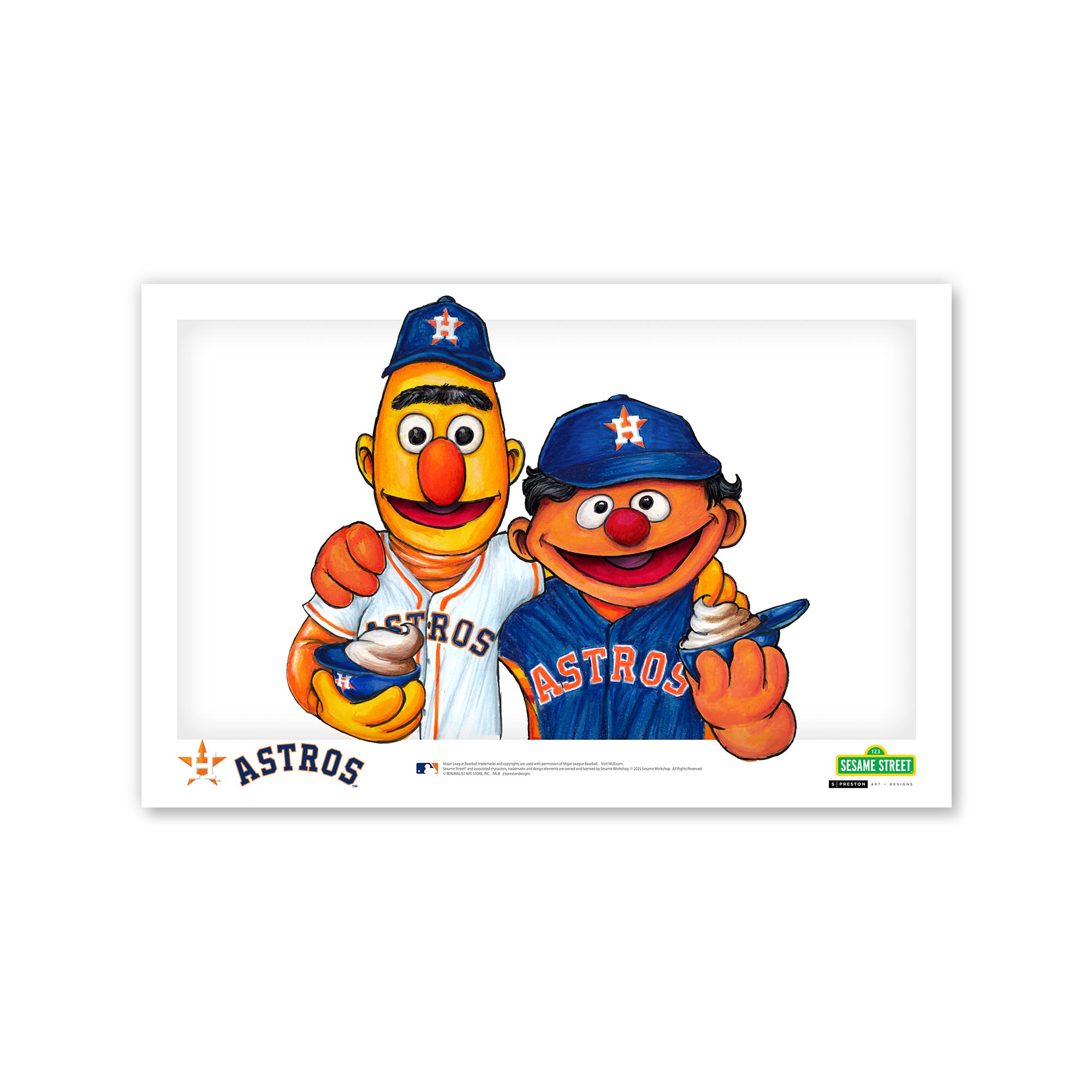 Houston Astros Bert & Ernie 11" x 17" Sesame Street Poster Print