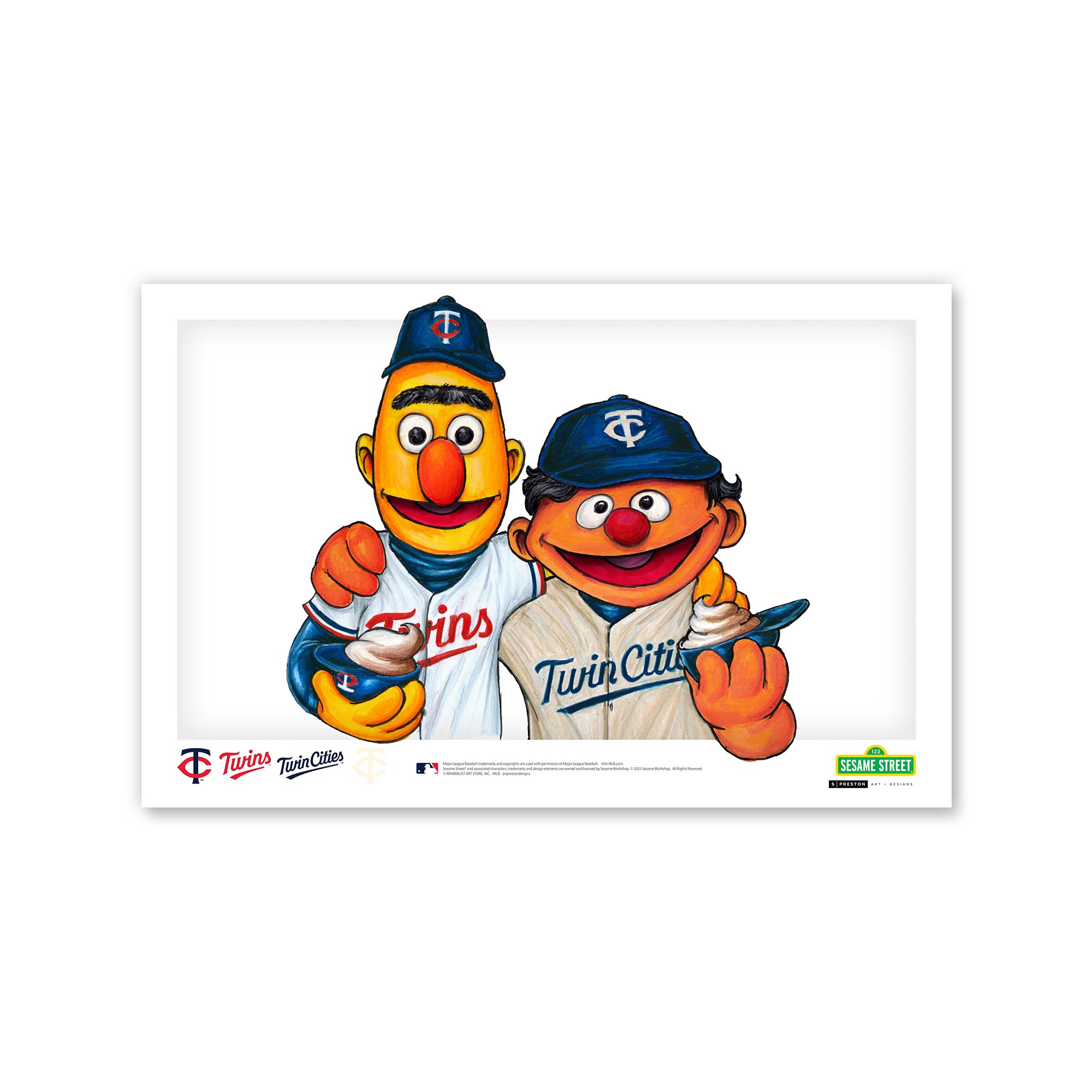 Minnesota Twins Bert & Ernie 11" x 17" Sesame Street Poster Print