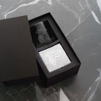 Wendell August Forge Atlanta Falcons Etched Rocks Glass & Square Coaster Set