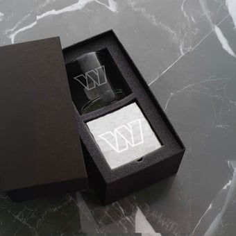Wendell August Forge Washington Commanders Etched Rocks Glass & Square Coaster Set